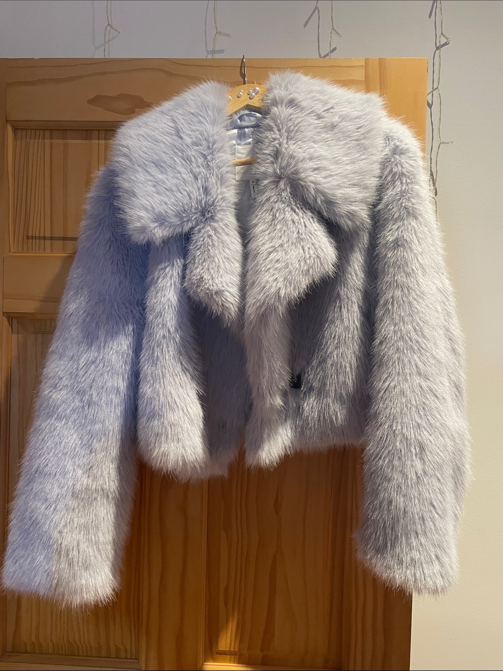 Avec Les Filles Light Blue Faux Fur Teddy Jacket